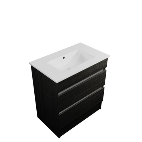Armada Floor Standing Vanity 2 Drawer 750mm Black Rift