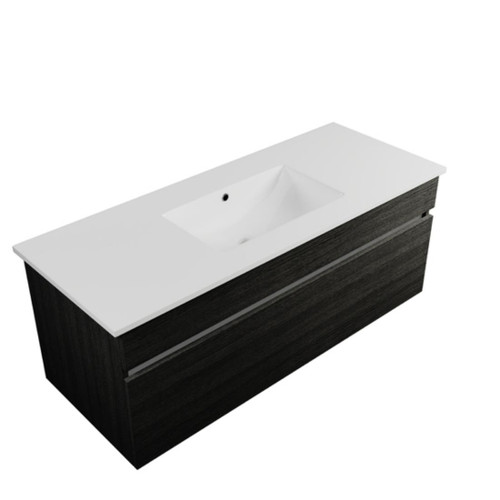 Armada Wall Hung Vanity 1 Drawer 1200mm Black Rift