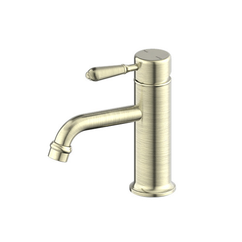 York Straight Basin Mixer Aged Brass With Metal Lever