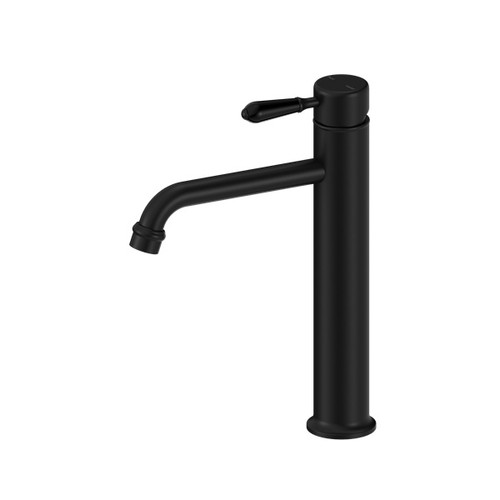 York Tall Basin Mixer Matte Black With Metal Lever