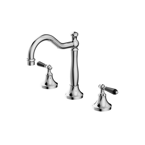 York Basin Tap Set Chrome With Black Porcelain Lever