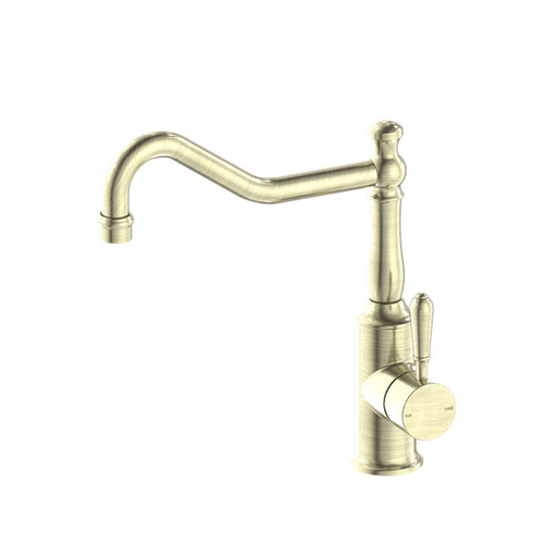 York Kitchen Mixer Hook Spout With Metal Lever Aged Brass
