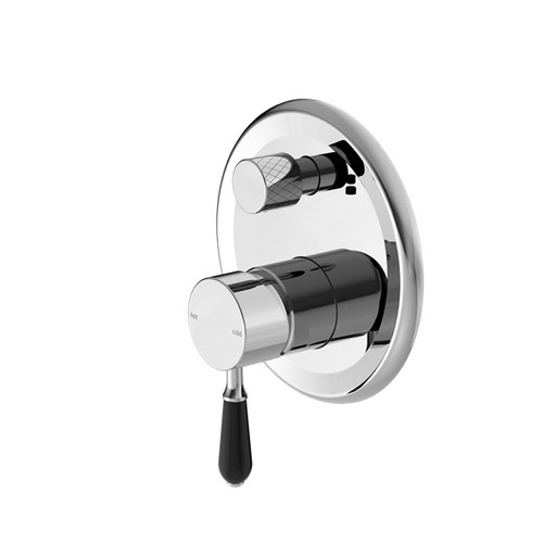 York Shower Mixer With Diverter With Black Porcelain Lever Chrome
