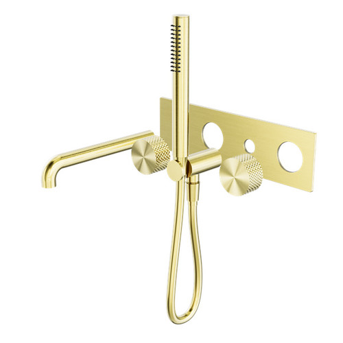 Opal Progressive Shower System With Spout 230mm Trim Kit Brushed Gold