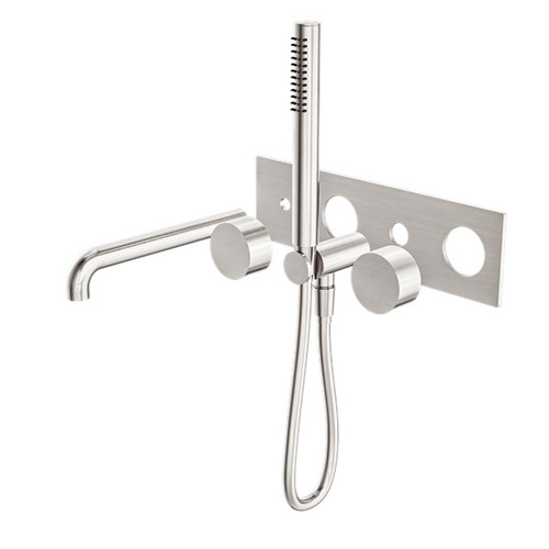 Kara Progressive Shower System With Spout 230mm Trim Kit Brushed Nickel