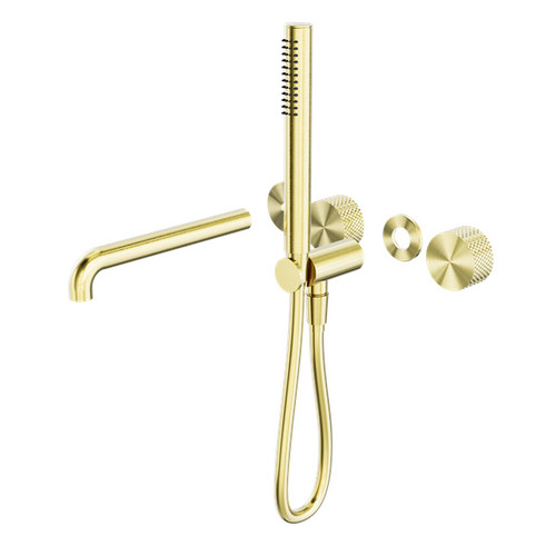 Opal Progressive Shower System Separate Plate With Spout 230mm Trim Kit Brushed Gold