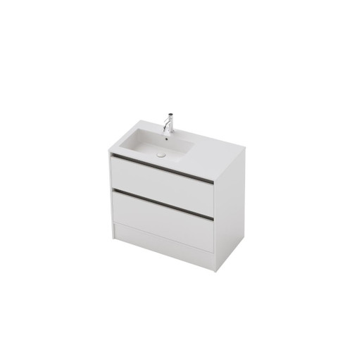 Vanity 900 2 Drawer Floor Left Basin White Velvet (F1 Finish)