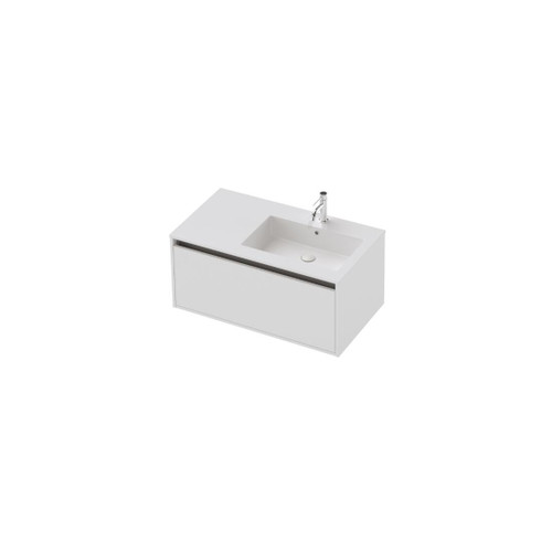 Vanity 900 1 Drawer Wall Right Basin White Velvet (F1 Finish)