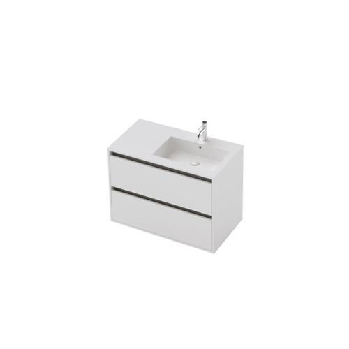 Vanity 900 2 Drawer Wall Right Basin White Velvet (F1 Finish)