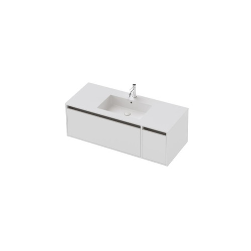 Vanity 1200 1 Door 1 Drawer (Left Hand Drawers) Wall Centre Basin Gloss/Woodgrain/Colour (F2 Finish)