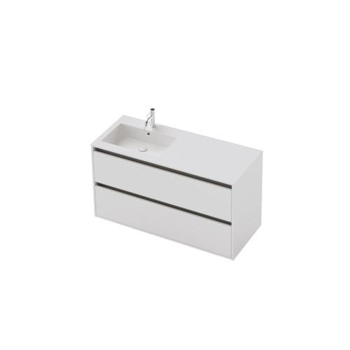 Vanity 1200 2 Drawer Wall Left Basin White Velvet (F1 Finish)