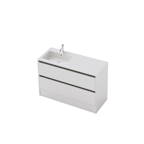 Vanity 1200 2 Drawer Floor Left Basin Gloss/Woodgrain/Colour (F2 Finish)