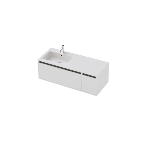 Vanity 1200 1 Door 1 Drawer (Left Hand Drawers) Wall Left Basin Gloss/Woodgrain/Colour (F2 Finish)
