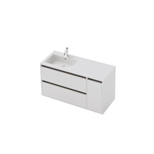 Vanity 1200 1 Door 2 Drawer (Left Hand Drawers) Wall Left Basin Gloss/Woodgrain/Colour (F2 Finish)