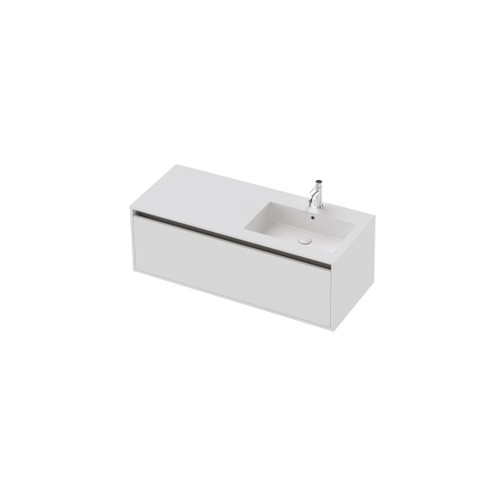 Vanity 1200 1 Drawer Wall Right Basin White Velvet (F1 Finish)