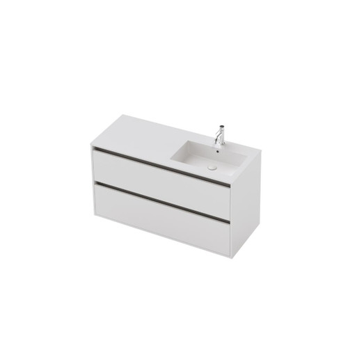 Vanity 1200 2 Drawer Wall Right Basin White Velvet (F1 Finish)