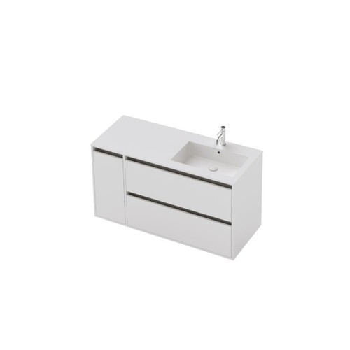 Vanity 1200 1 Door 2 Drawer (Right Hand Drawers) Wall Right Basin Softmatte (F3 Finish)
