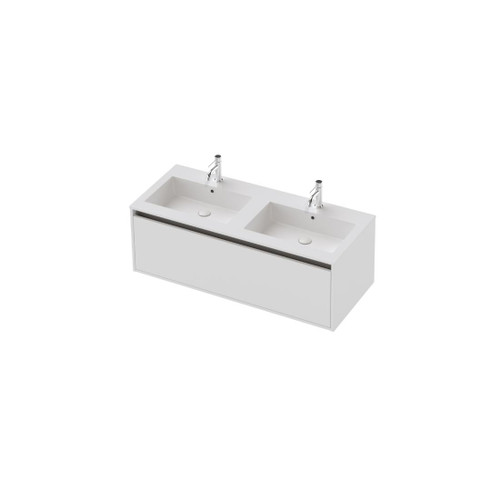 Vanity 1200 1 Drawer Wall Double Basin White Velvet (F1 Finish)