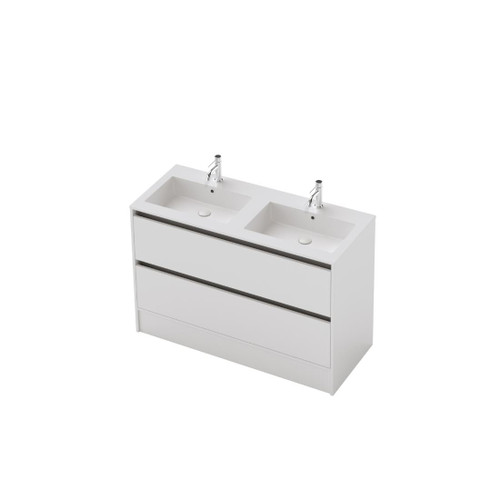 Vanity 1200 2 Drawer Floor Double Basin White Velvet (F1 Finish)