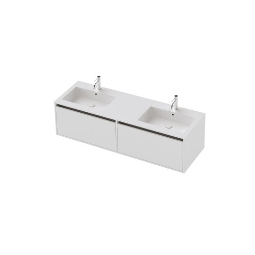 Vanity 1500 2 Drawer Wall Double Basin White Velvet (F1 Finish)