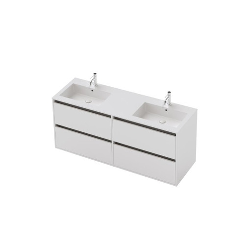 Vanity 1500 4 Drawer Wall Double Basin Gloss/Woodgrain/Colour (F2 Finish)