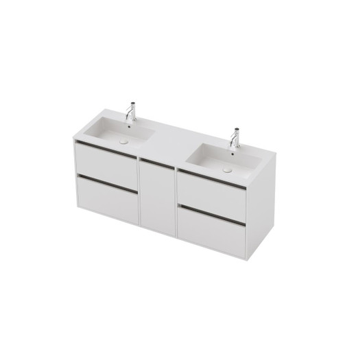 Vanity 1500 1 Door 4 Drawer Wall Double Basin Softmatte (F3 Finish)