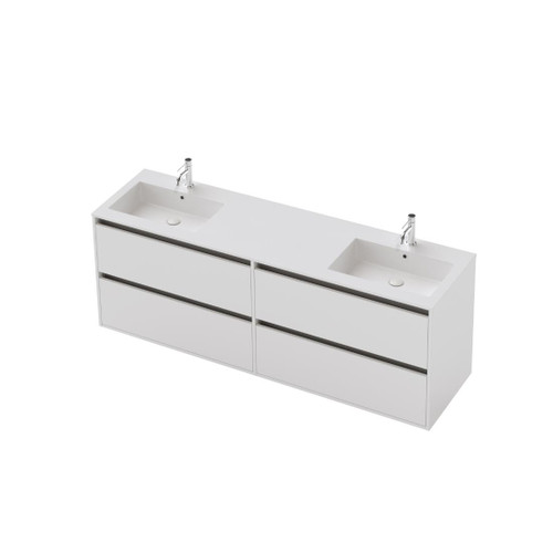 Vanity 1800 4 Drawer Wall Double Basin Gloss/Woodgrain/Colour (F2 Finish)