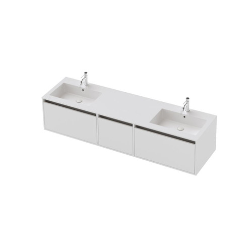 Vanity 1800 1 Door 2 Drawer Wall Double Basin White Velvet (F1 Finish)