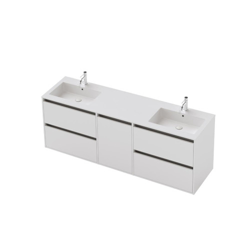 Vanity 1800 1 Door 4 Drawer Wall Double Basin Gloss/Woodgrain/Colour (F2 Finish)