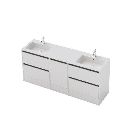 Vanity 1800 1 Door 4 Drawer Floor Double Basin Gloss/Woodgrain/Colour (F2 Finish)