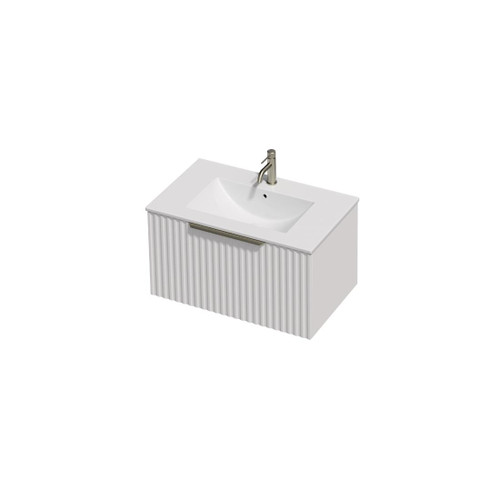 Vanity 750 1 Door Wall Rubik Centre Basin Durashell White Satin (F2 Finish)