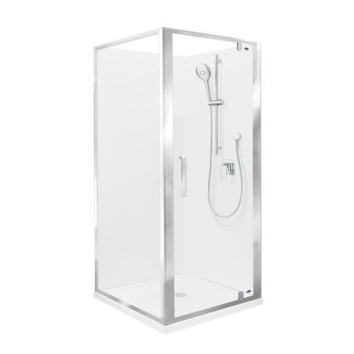 Main Image Ruby II Square Corner Shower 900x900 Metallic Frame with Flat Wall Centre Waste