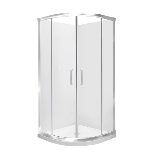 Ruby II Round Sliding Shower 1000x1000 Metallic Frame with Flat Wall Centre Waste