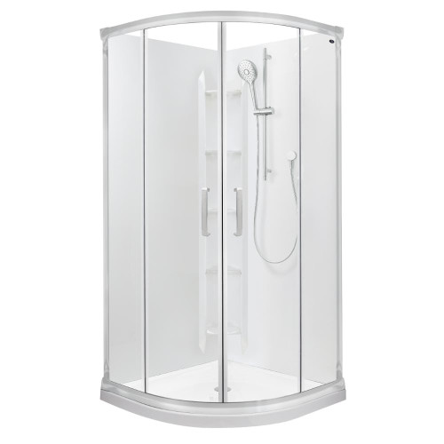 Ruby II Round Sliding Shower 1000x1000 Metallic Frame with PLUS Wall Centre Waste