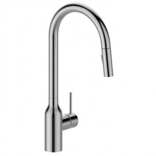 Gooseneck Kitchen Mixer With Pullout Spray Stainless Steel