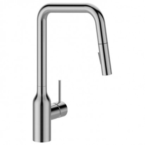 Square Kitchen Mixer High Rise With Pullout Spray Stainless Steel