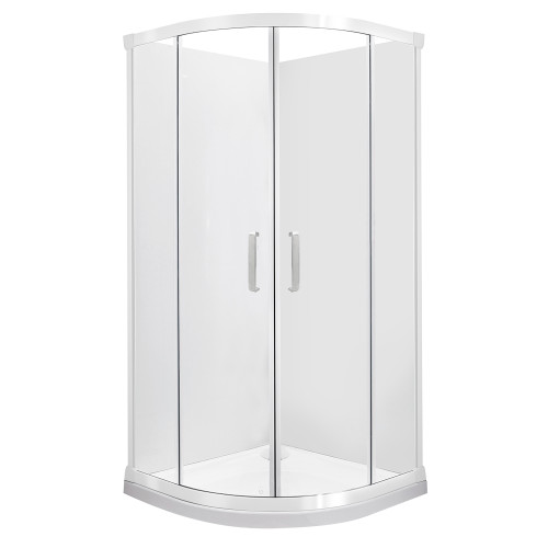 Ruby II Round Sliding Shower 1000x1000 White Frame with Flat Wall Rear Waste