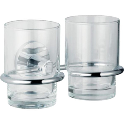 July Double Glass Tumbler With Holder Polished Chrome 95 x 169mm 10708A-CP