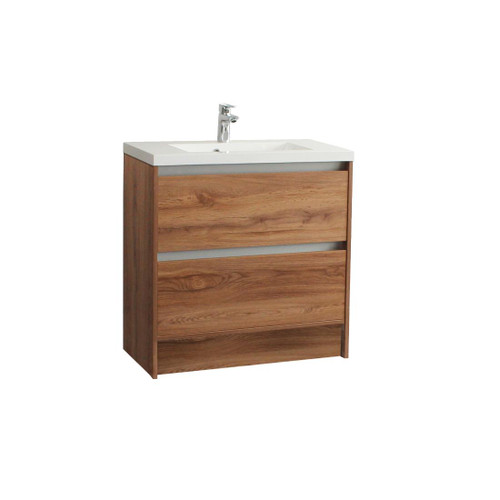 Vanity 800 2 Drawer Floor Woodgrain Wanda Basin