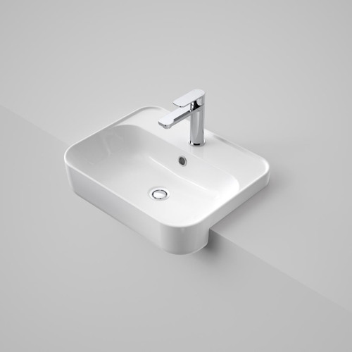 Tribute Semi Recessed Basin Rectangular 500 1 Taphole Overflow White