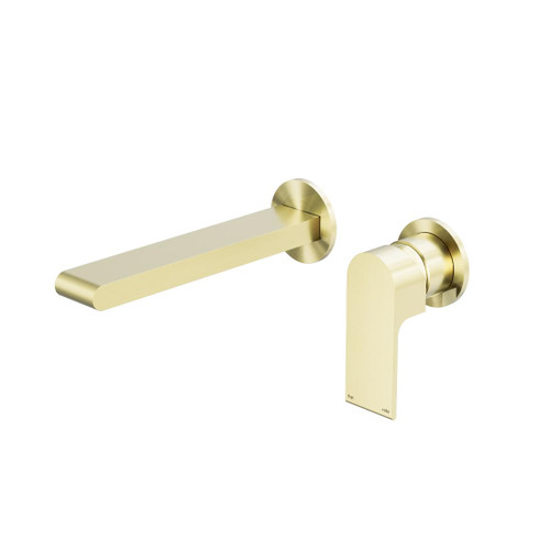 Bianca Wall Basin Bath Mixer Brushed Gold Separate Back Plate 230mm