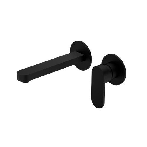 Ecco Wall Basin Bath Mixer Matte Black Separate Back Plate