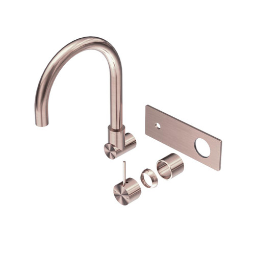 Mecca Wall Basin Bath Mixer Brushed Bronze Swivel Spout Handle Up Trim Kits Only