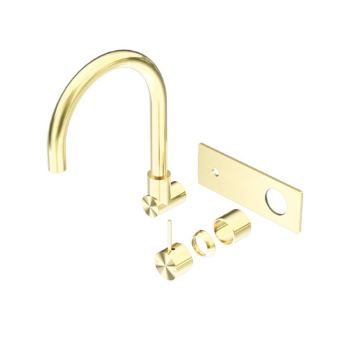 Mecca Wall Basin Bath Mixer Brushed Gold Swivel Spout Handle Up Trim Kits Only