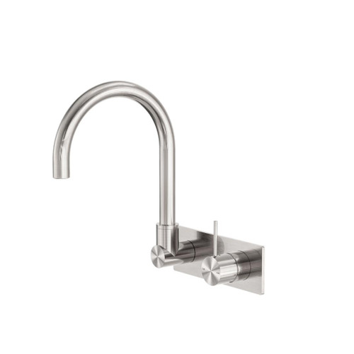 Mecca Wall Basin Bath Mixer Brushed Nickel Swivel Spout Handle Up
