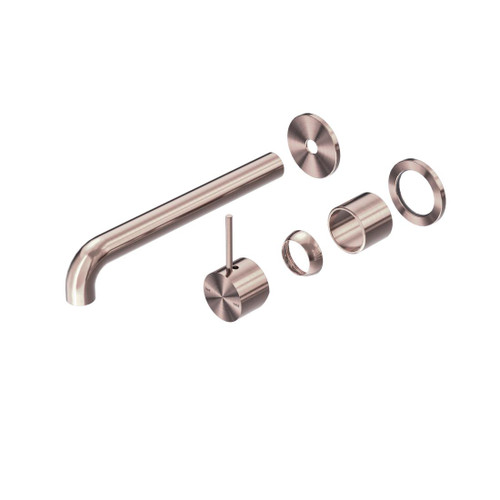 Mecca Wall Basin Bath Mixer Brushed Bronze Separate Back Plate Handle Up 260mm Trim Kits Only