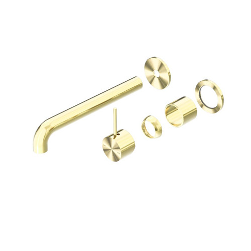 Mecca Wall Basin Bath Mixer Brushed Gold Separate Back Plate Handle Up 260mm Trim Kits Only