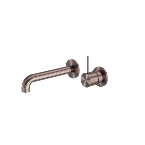Mecca Wall Basin Bath Mixer Brushed Bronze Separate Back Plate Handle Up 260mm