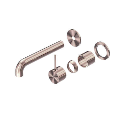 Mecca Wall Basin Bath Mixer Brushed Bronze Separate Back Plate Handle Up 185mm Trim Kits Only