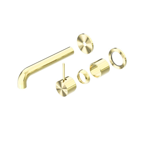 Mecca Wall Basin Bath Mixer Brushed Gold Separate Back Plate Handle Up 185mm Trim Kits Only